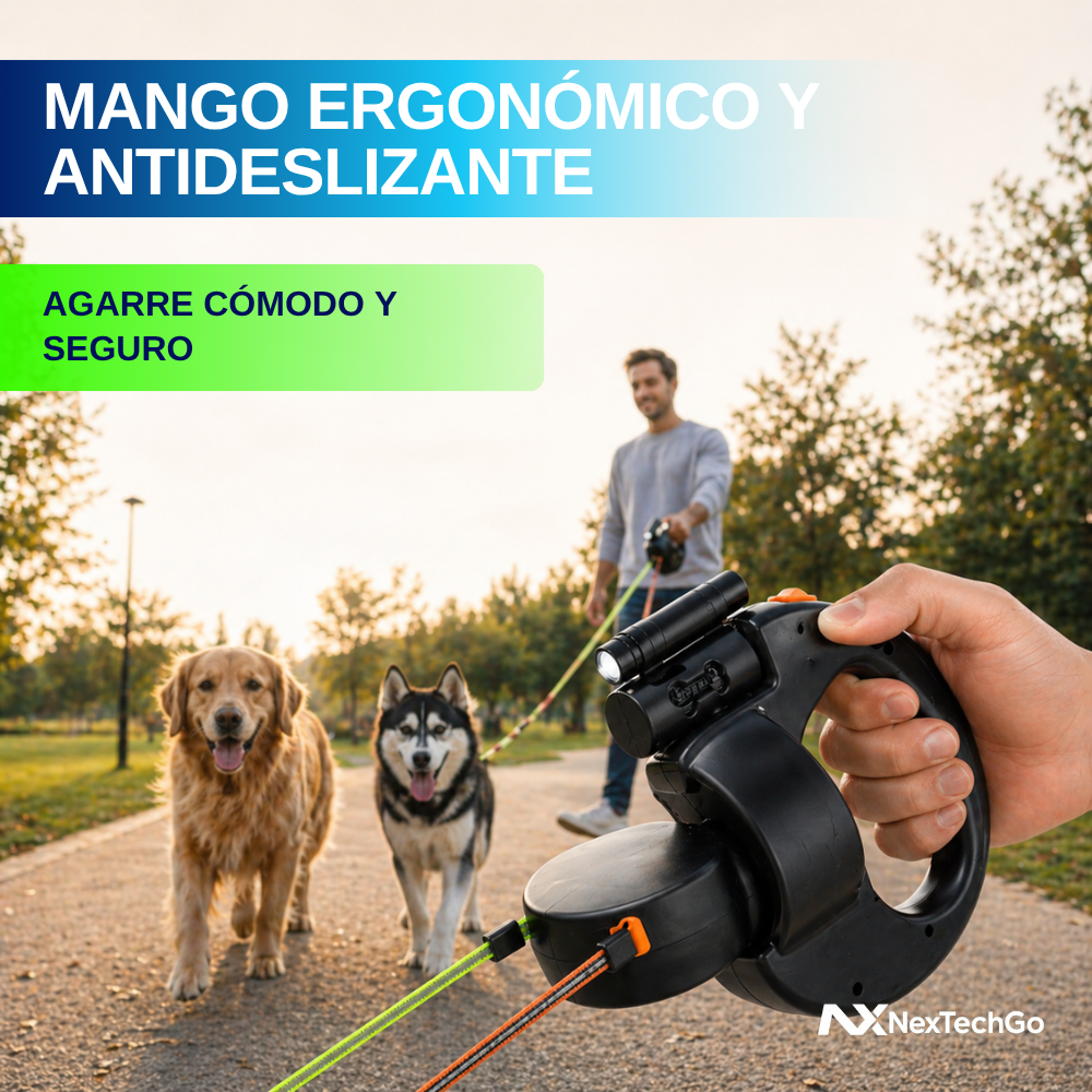 DúoCan&Go™ - Correa Retráctil Para Perros Dual