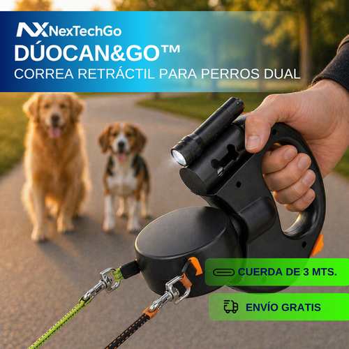 DúoCan&Go™ - Correa Retráctil Para Perros Dual