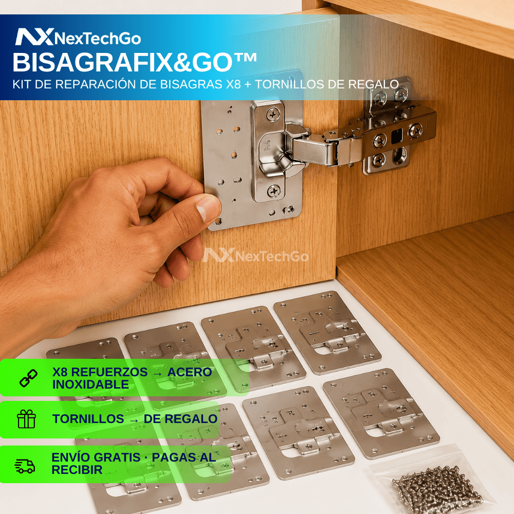 BisagraFix&Go™ - Kit de Reparación de Bisagras x8 + Tornillos de Regalo