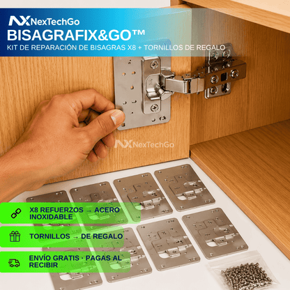 BisagraFix&Go™ - Kit de Reparación de Bisagras x8 + Tornillos de Regalo