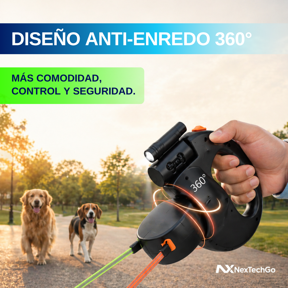 DúoCan&Go™ - Correa Retráctil Para Perros Dual