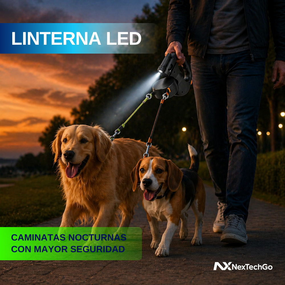 DúoCan&Go™ - Correa Retráctil Para Perros Dual